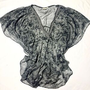 Floral Babydoll Flutter Sleeve Blouse